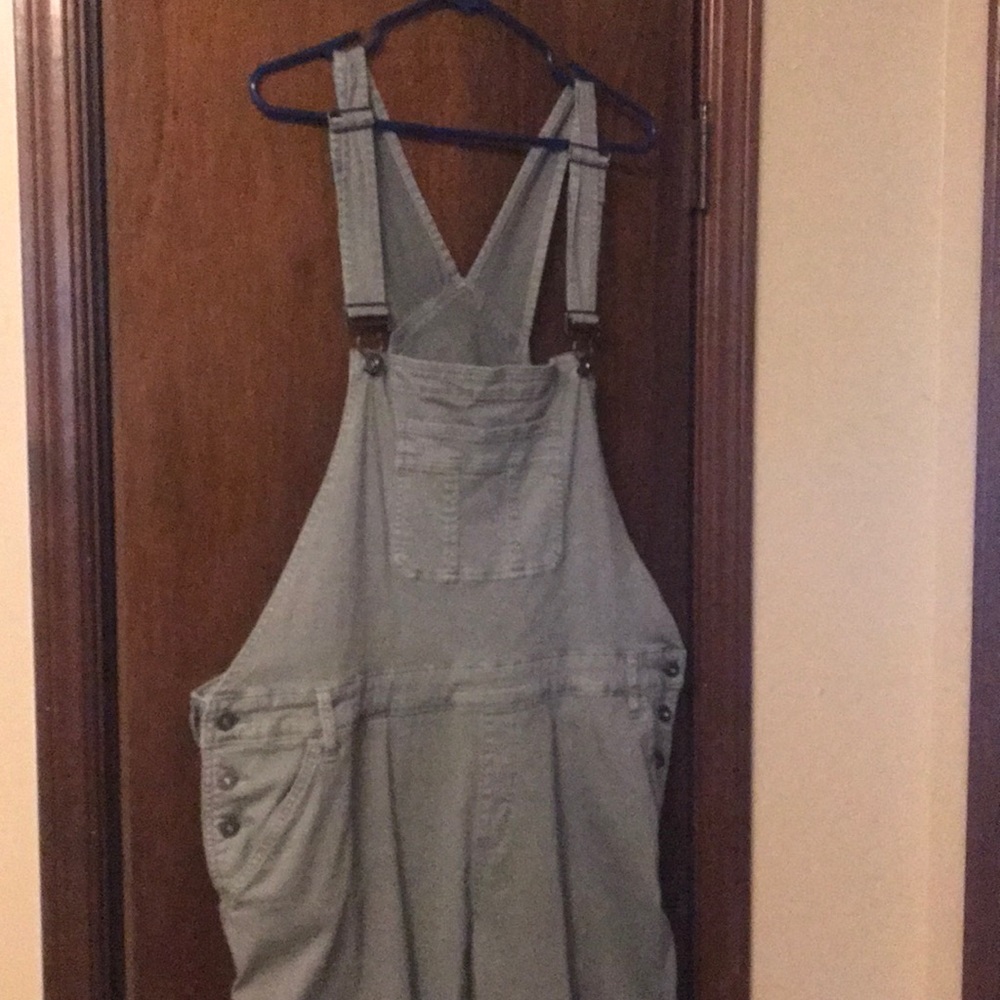 Olive green soft comfy overalls
